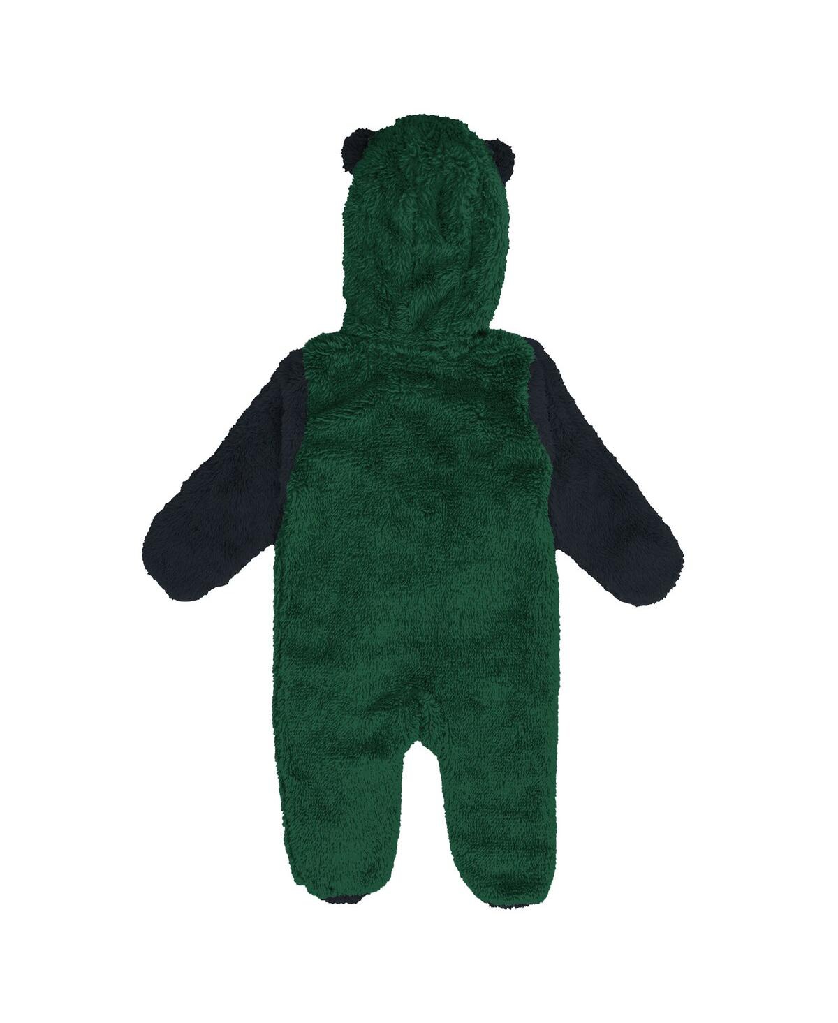 Outerstuff Newborn Green Minnesota Wild Stay Napping Fleece Bunting Full-zip Hooded Sleeper In Green