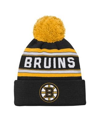 Outerstuff - Big Boys and Girls Black Boston Bruins Jacquard Cuffed Knit with Pom Hat