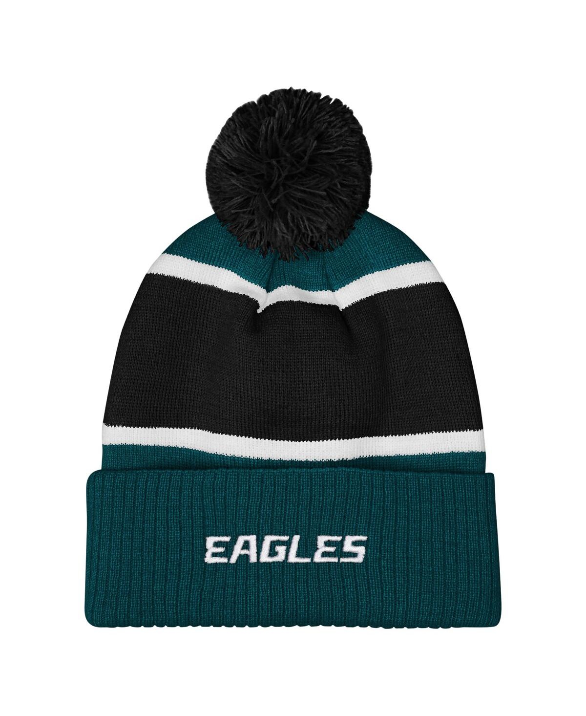 Outerstuff Girls Midnight Green Philadelphia Eagles Let's Play Cuffed Knit With Pom Hat In Green