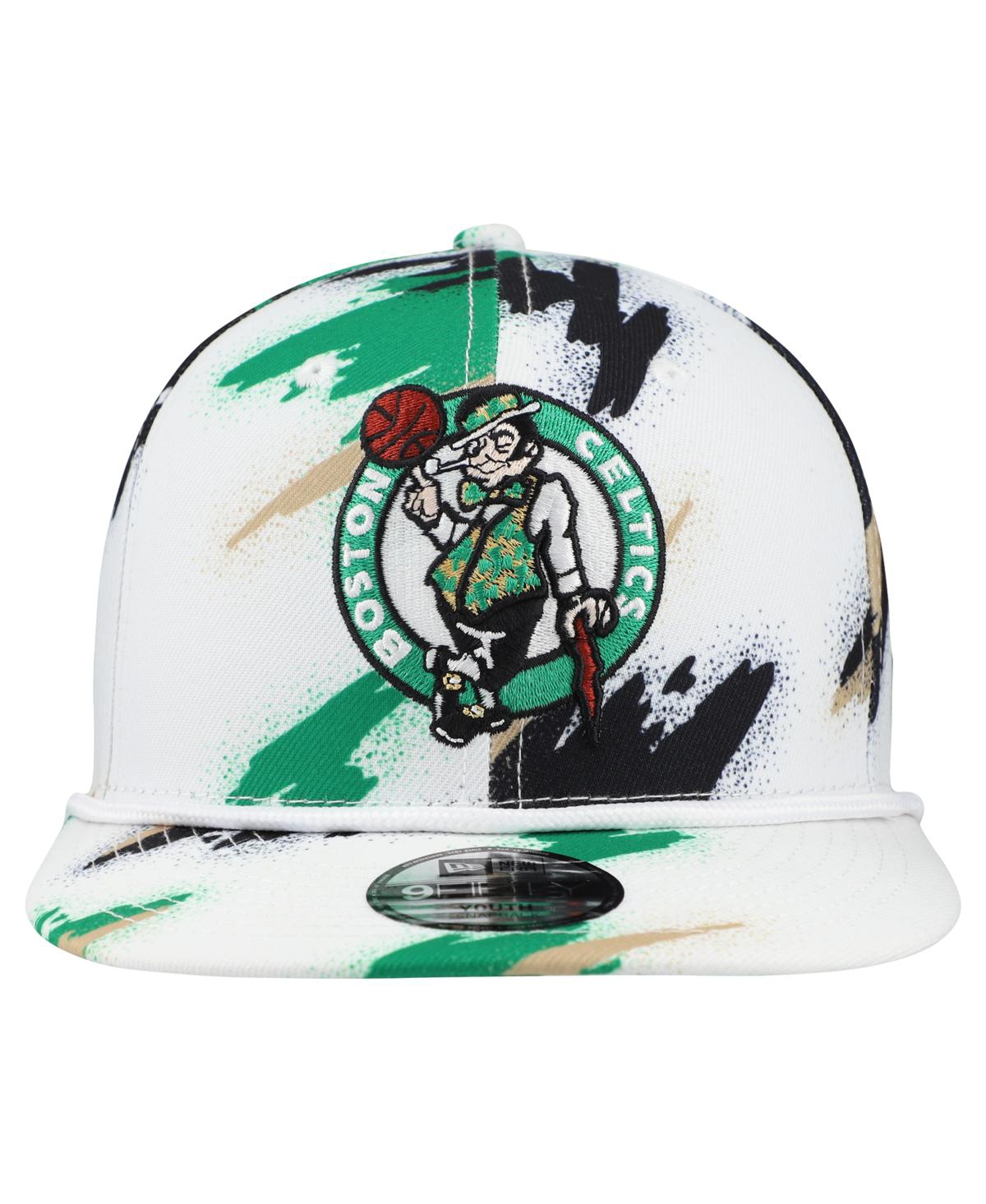 New Era Big Boys and Girls White Boston Celtics Paint 9FIFTY Snapback Hat