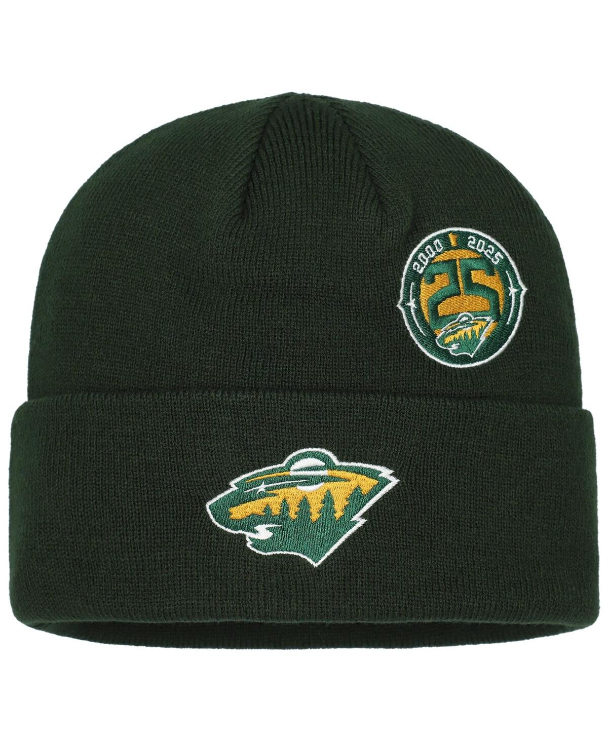 Mitchell & Ness Men's Green Minnesota Wild 25th Anniversary Cuffed Knit Hat In Black