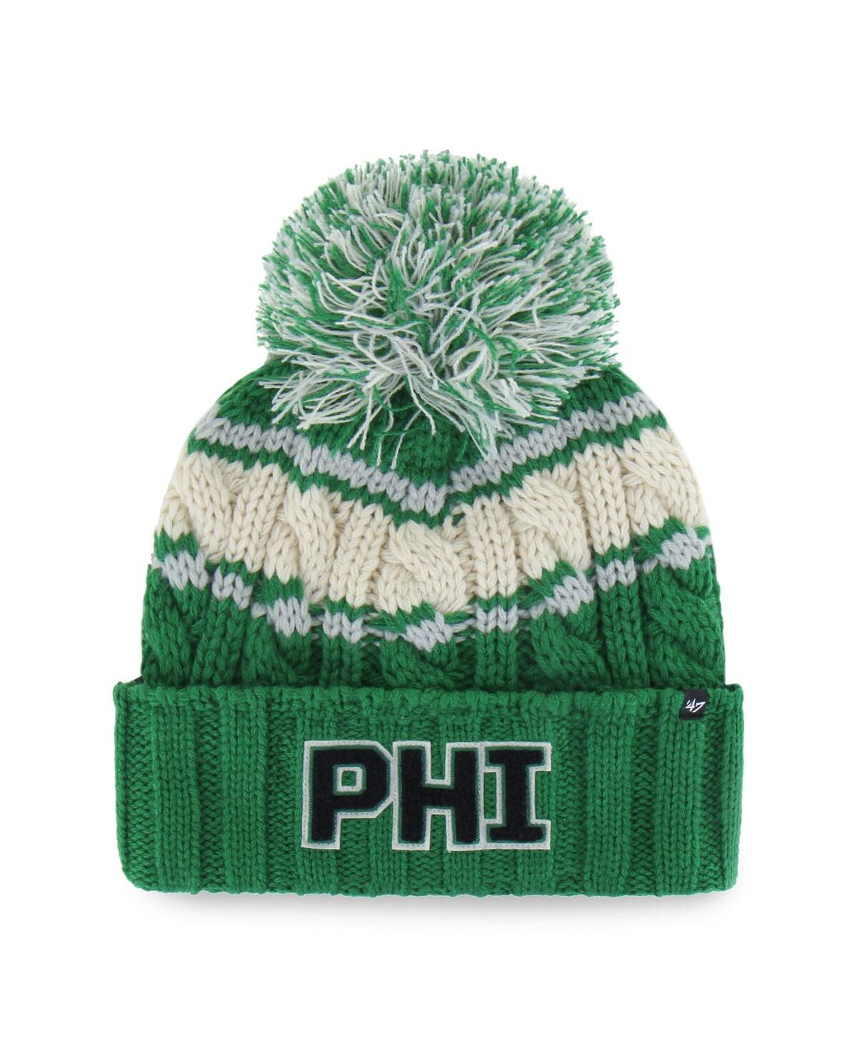 47 Brand Women's Kelly Green Philadelphia Eagles Emma Cuffed Knit With Pom Hat In Green