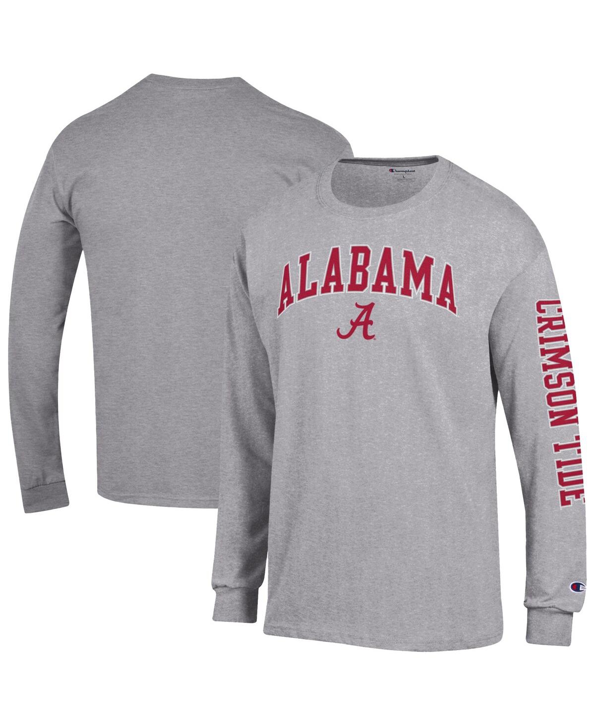 Champion Men's Heather Gray Alabama Crimson Tide Arch Over Logo 2-hit Long Sleeve T-shirt In Gray