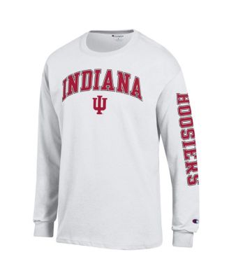 Men's White Indiana Hoosiers Arch Over Logo 2-Hit Long Sleeve T-Shirt