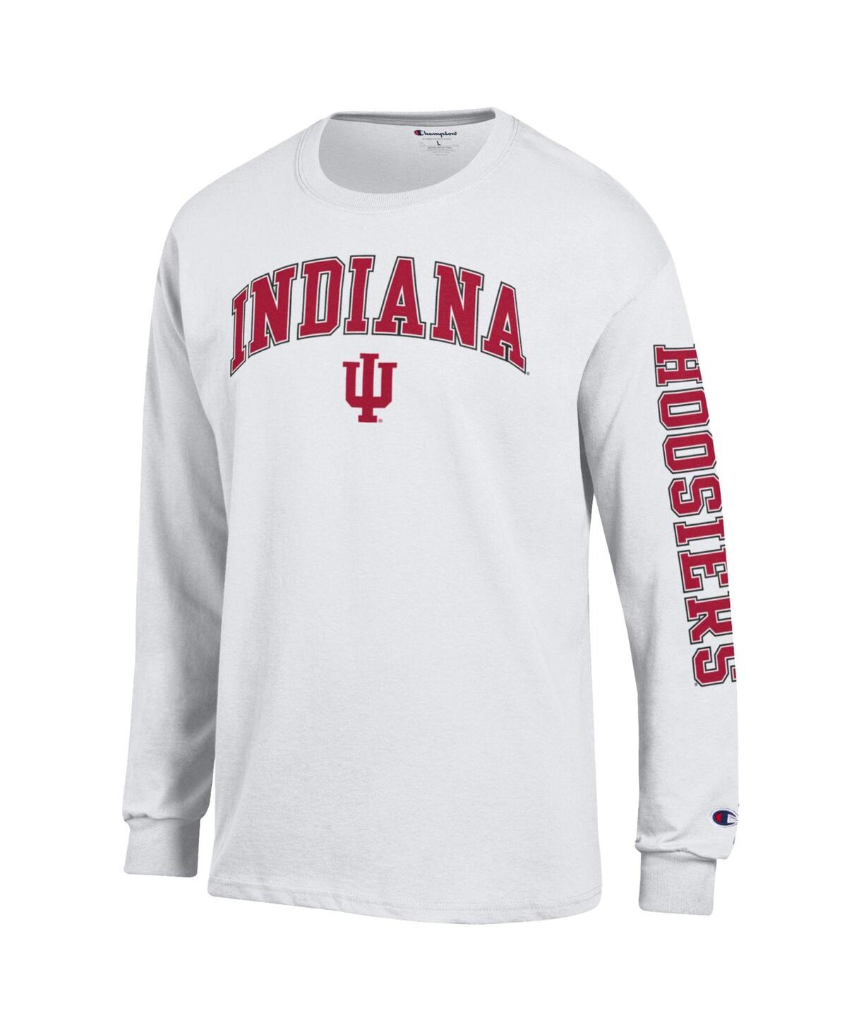 Champion Men's White Indiana Hoosiers Arch Over Logo 2-Hit Long Sleeve T-Shirt