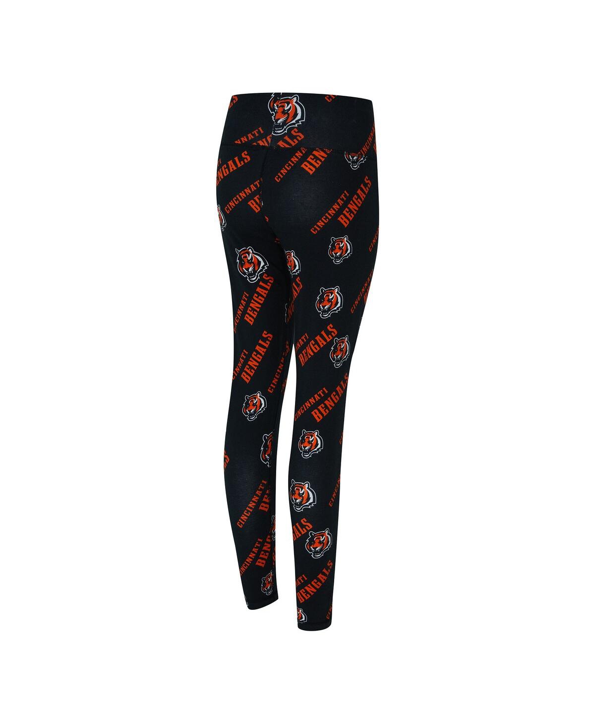Concepts Sport Women's Black Cincinnati Bengals Mosaic Allover Print Leggings In Black