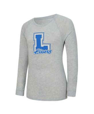 Women's 2-Piece Heather Gray/Blue Detroit Lions Regulate Plaid Long-Sleeve T-Shirt Shorts Sleep Set