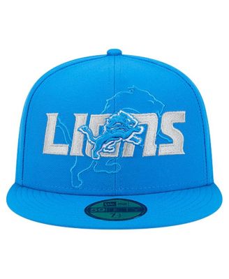 Men's Blue Detroit Lions Overlap Wordmark 59FIFTY Fitted Hat