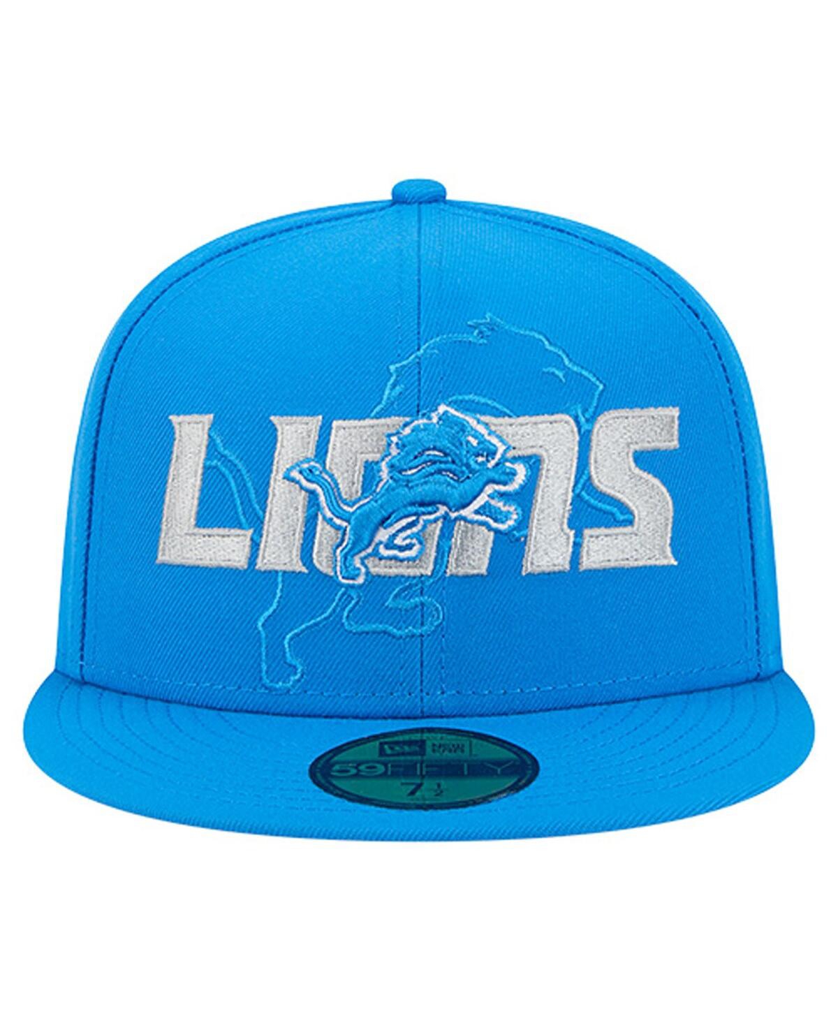 New Era Men's Blue Detroit Lions Overlap Wordmark 59FIFTY Fitted Hat
