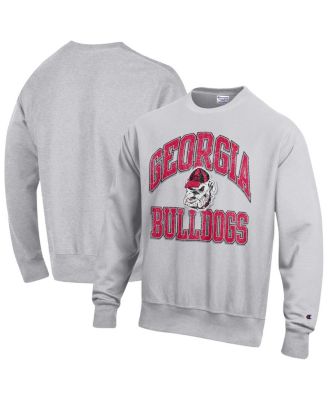 Champion - Men's Gray Georgia Bulldogs Distressed Arch Over Logo Reverse Weave Crew Neck Sweatshirt