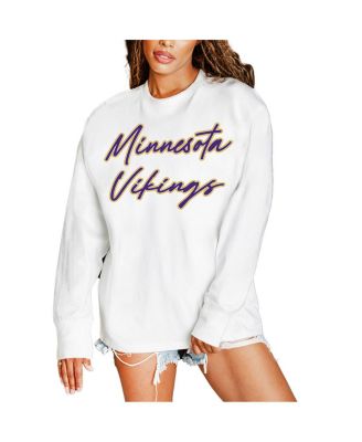 Gameday Couture - Women's White Minnesota Vikings Classic Comeback Oversized Long Sleeve T-Shirt