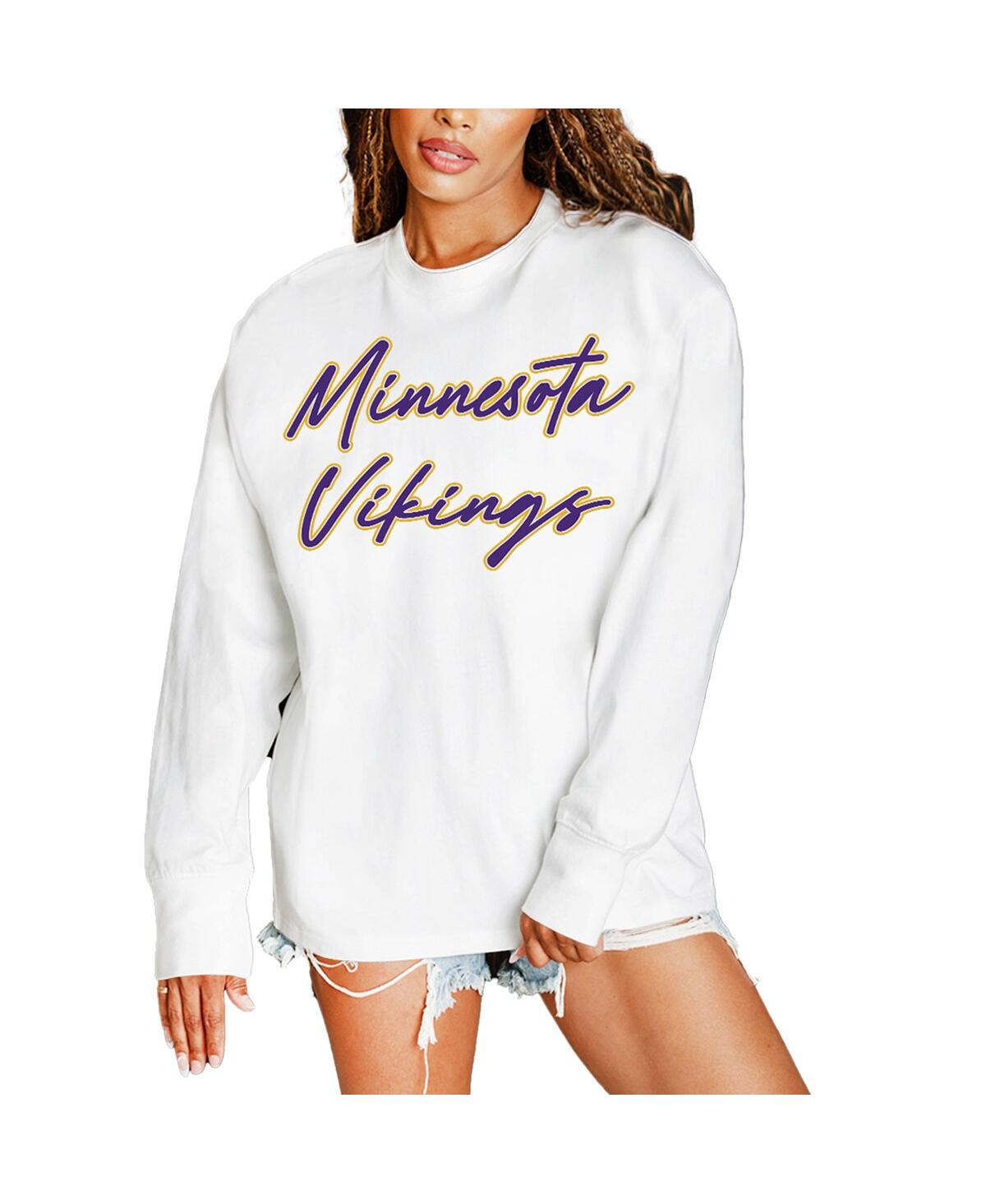 Gameday Couture Women's White Minnesota Vikings Classic Comeback Oversized Long Sleeve T-shirt In White