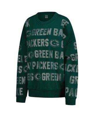 Women's Green Bay Packers Oversized Hype Era Rhinestone Text Sweatshirt