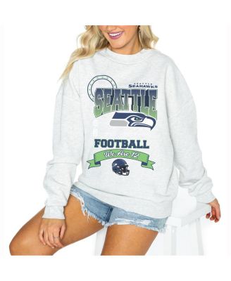Gameday Couture - Women's Ash Seattle Seahawks Oversized Run the Show Pullover Sweatshirt
