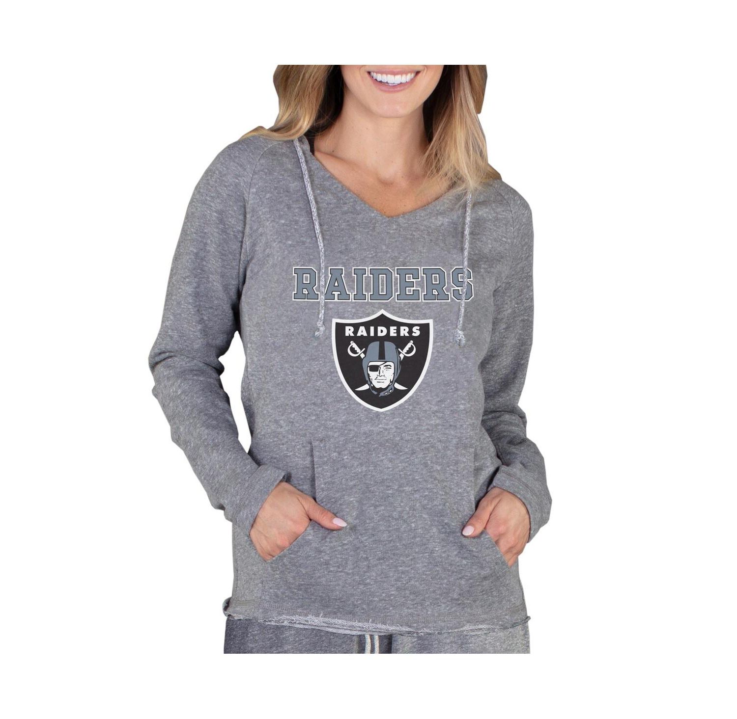 Women's Gray Las Vegas Raiders Mainstream Tri-Blend Raglan Hoodie V-Neck Top