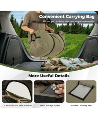 4-6 People Inflatable Tent with 4 Mesh Screen Windows 2 Doors Skylight Carrying Bag