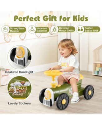 Ride on Push Car with Storage Compartment & Train Whistle Sound Button