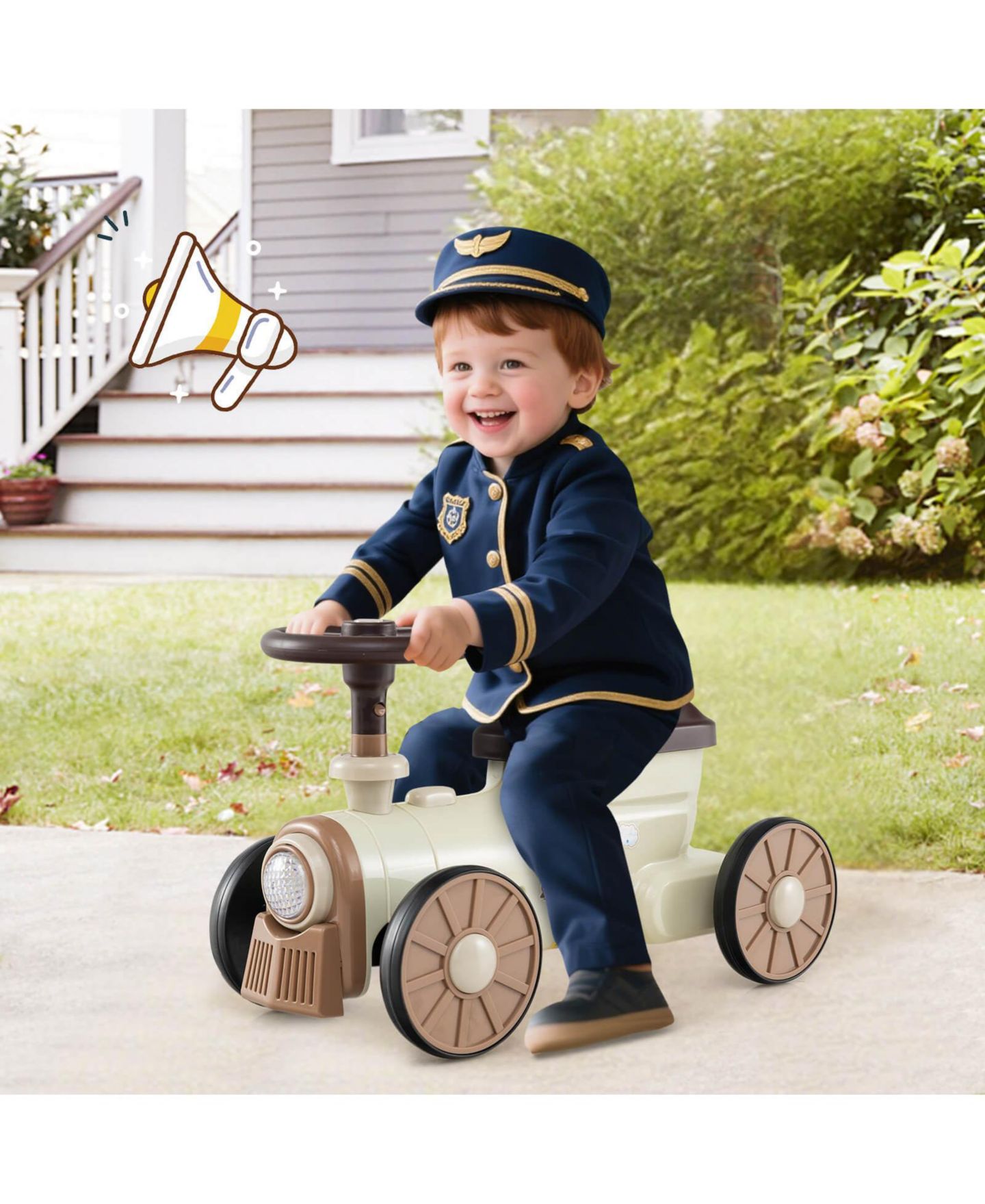 Детская игрушка Costway Ride-On Push Car with Storage Compartment, 33 lbs, Ages 19-36 Months, цвет: Коричневый — фото 2