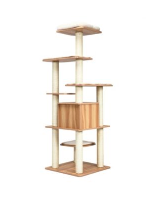 7-Layer Wooden Cat Tree Tall Cat Tower with Sisal Posts and Condo