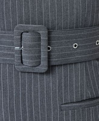 Women's Minka Pinstripe Belted Boat Neck Mini Dress