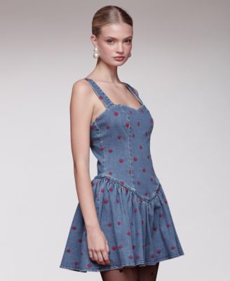 Women's Heart Detailed Sleeveless Mini Dress