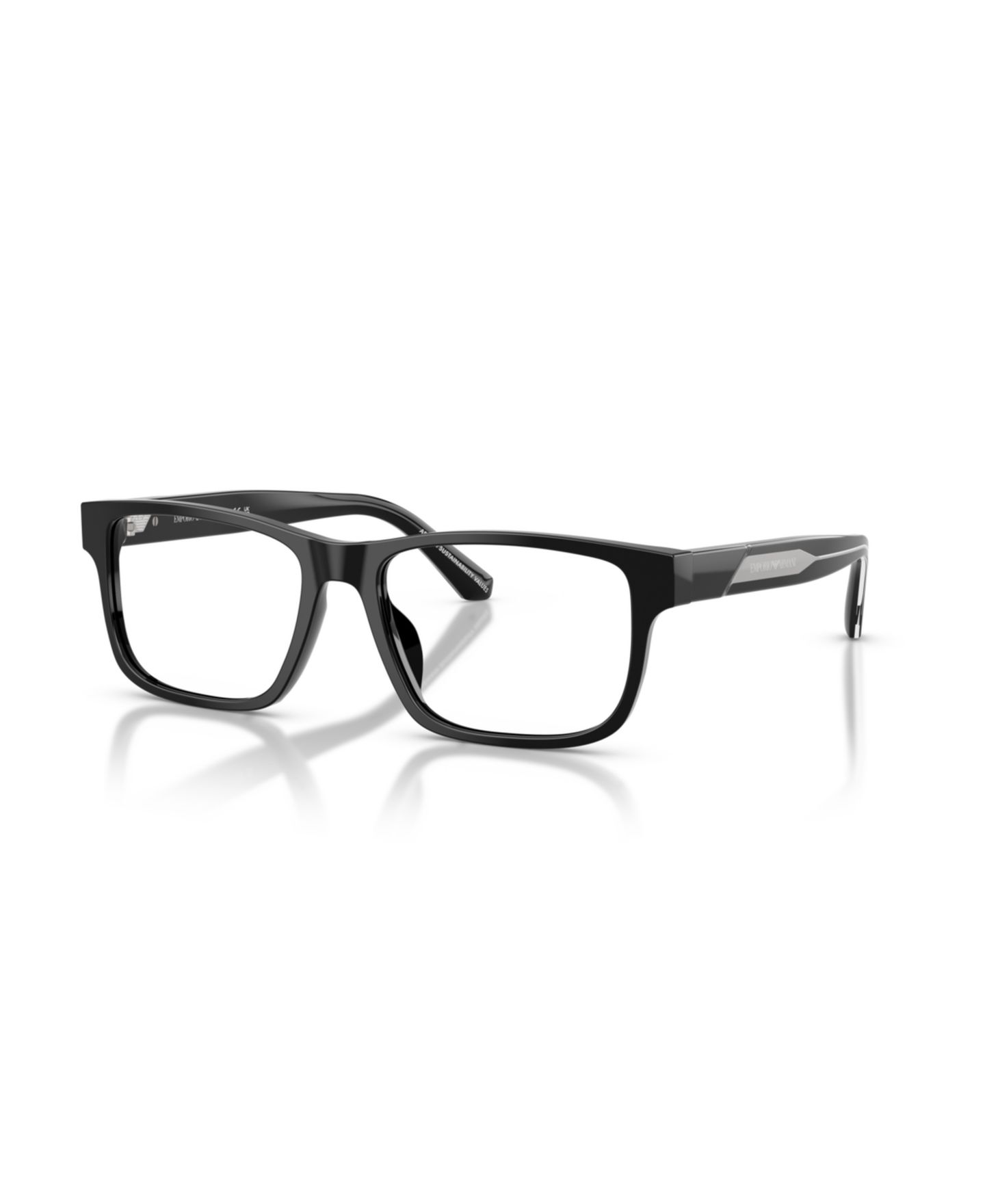 Мужские очки Emporio Armani Man Rectangle Plastic EA3265U Eyeglasses, цвет: Блестящий чёрный — фото 1