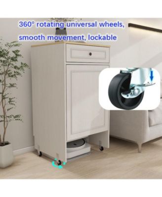 Robot Vacuum Stand Cabinet with Wheels, Storage Rack with Doors and Drawers, Side Table for Home or Office