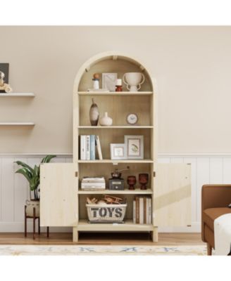 Arched Kitchen Pantry with Adjustable Shelves, Farmhouse Storage Cabinet for Kitchen, Dining, or Living Room
