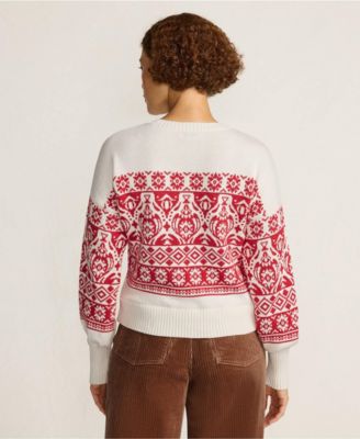 Women's Drifter Placed Jacquard Jersey Crew Neck Sweater