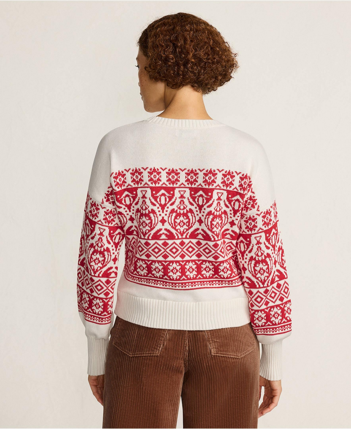 Lands' End Women's Drifter Placed Jacquard Jersey Crew Neck Sweater