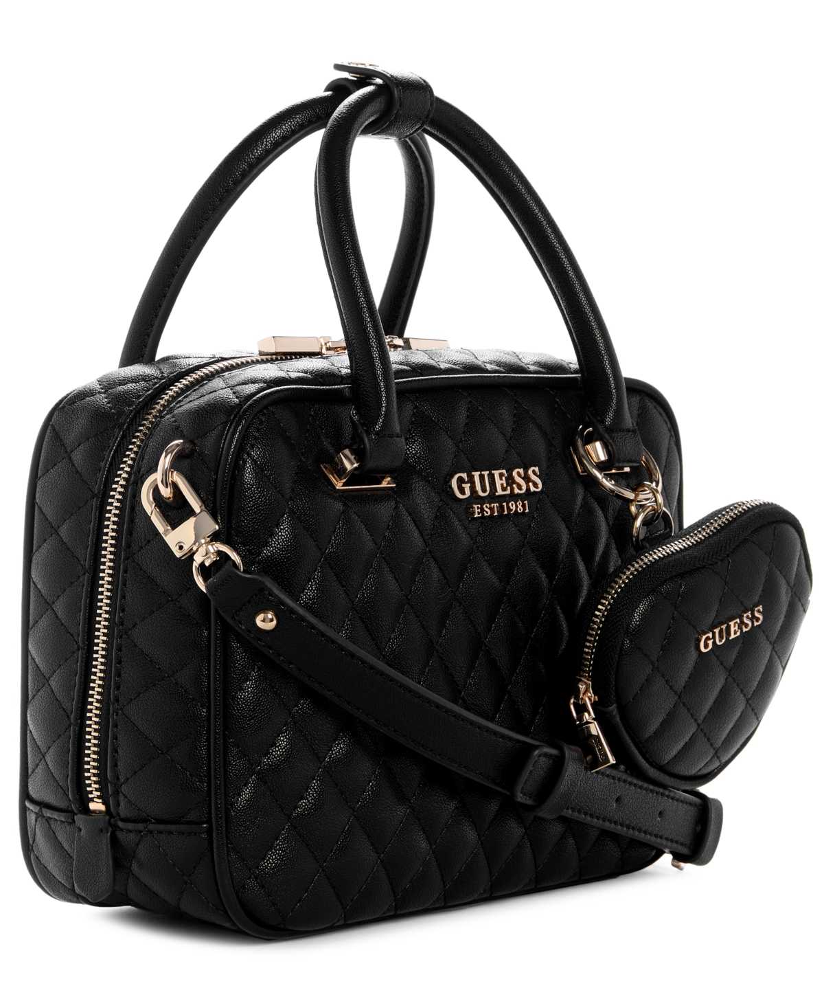 Guess Atabey Small Boxy Satchel Bag In Black