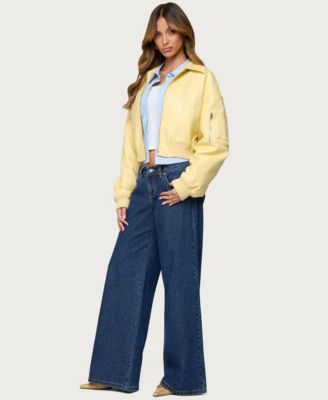 Women's Zayna Cropped Faux Leather Bomber Jacket