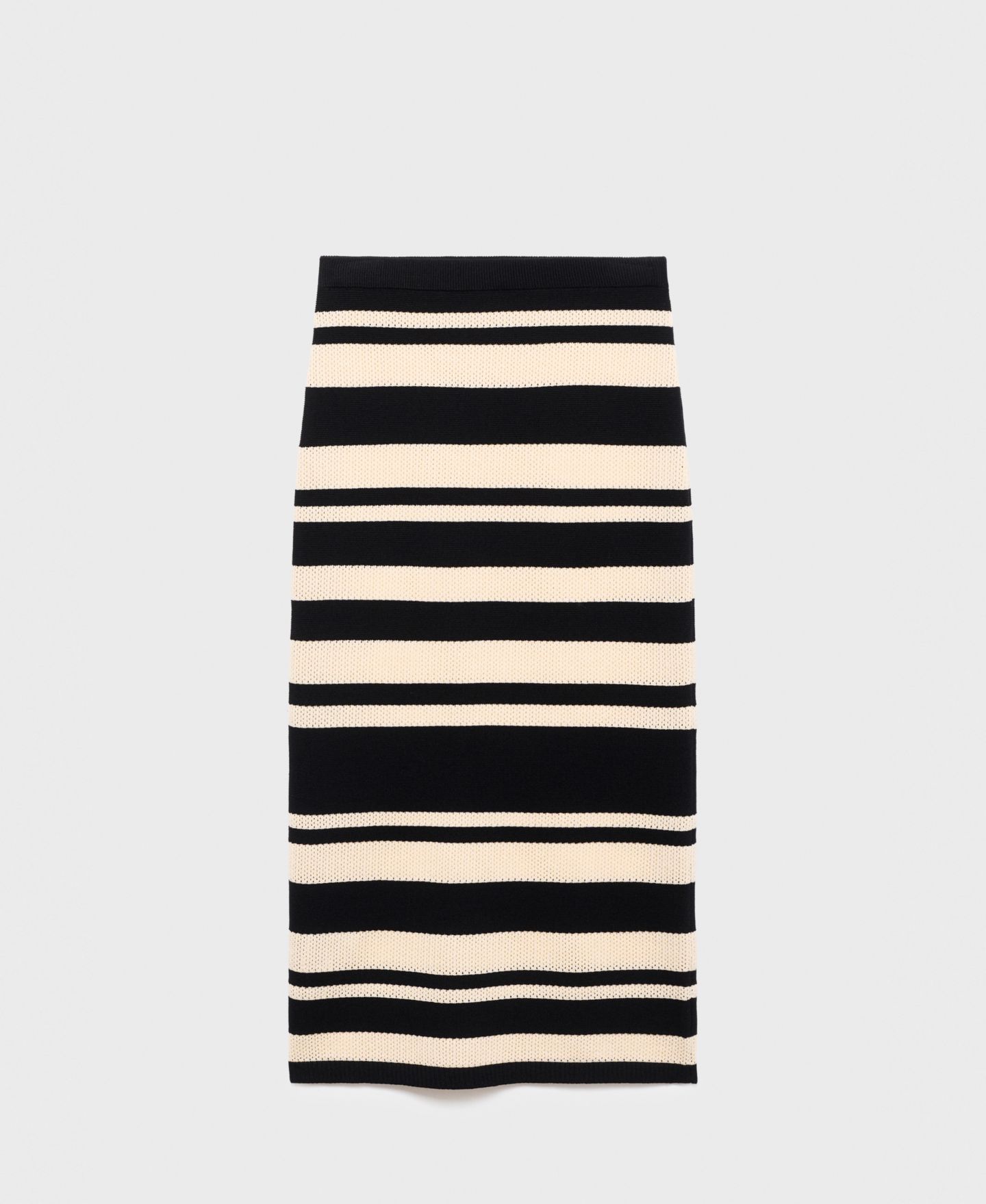 Женская юбка Mango Stripes Knitted Midi, цвет: Чёрный — фото 1