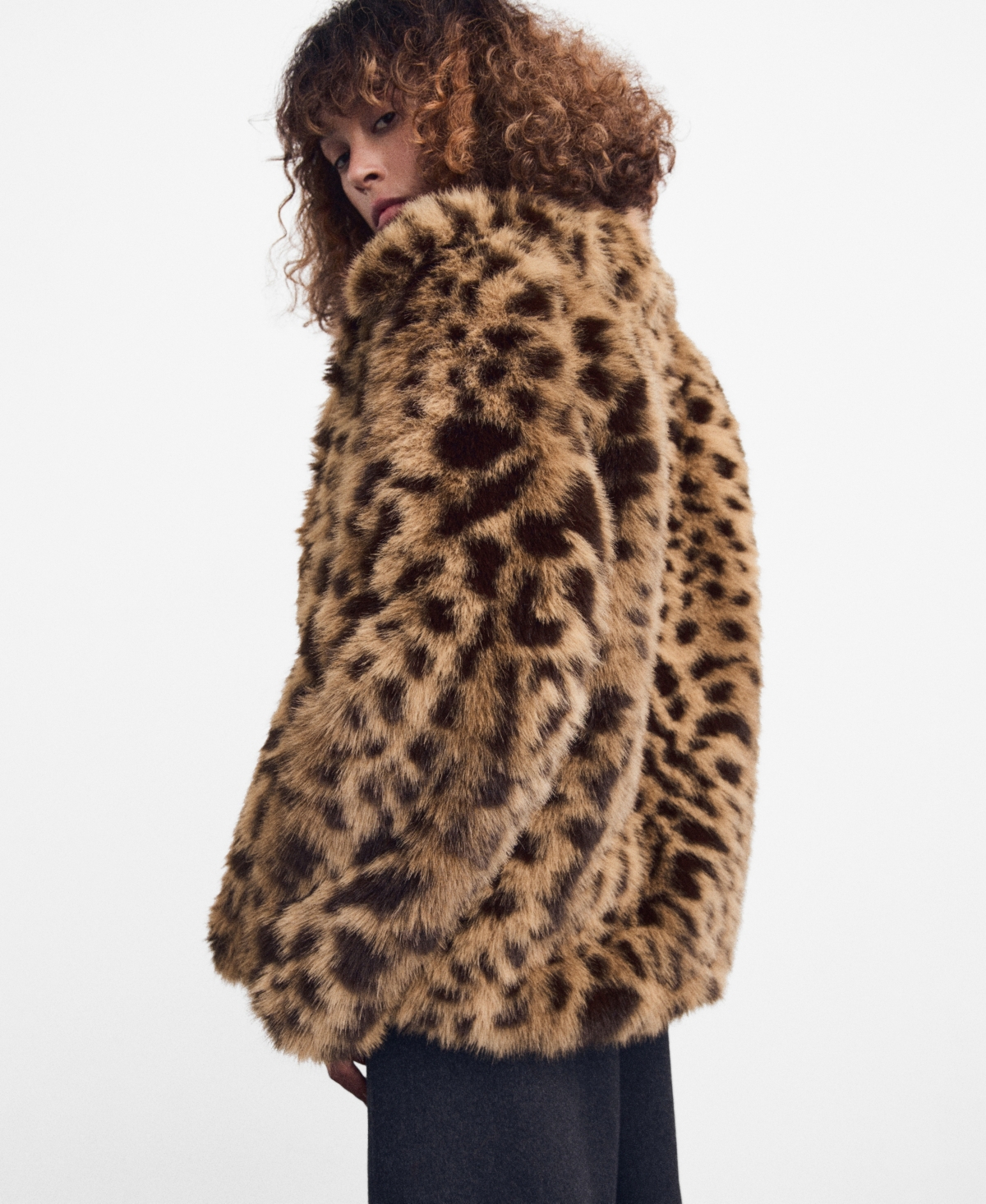 Mango Women's Fur-Effect Leopard-Print Coat