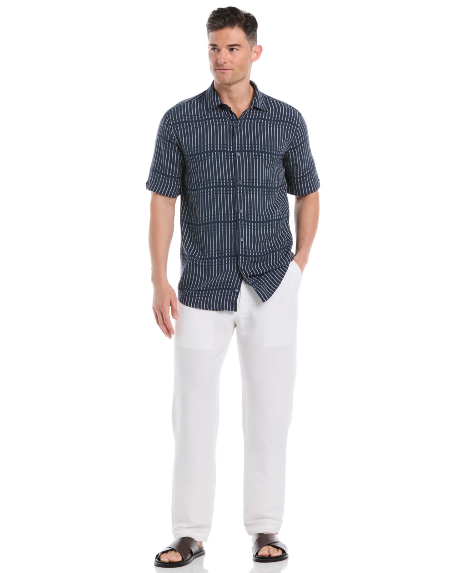 Men's Broken Stripe Print Short-Sleeve Shirt