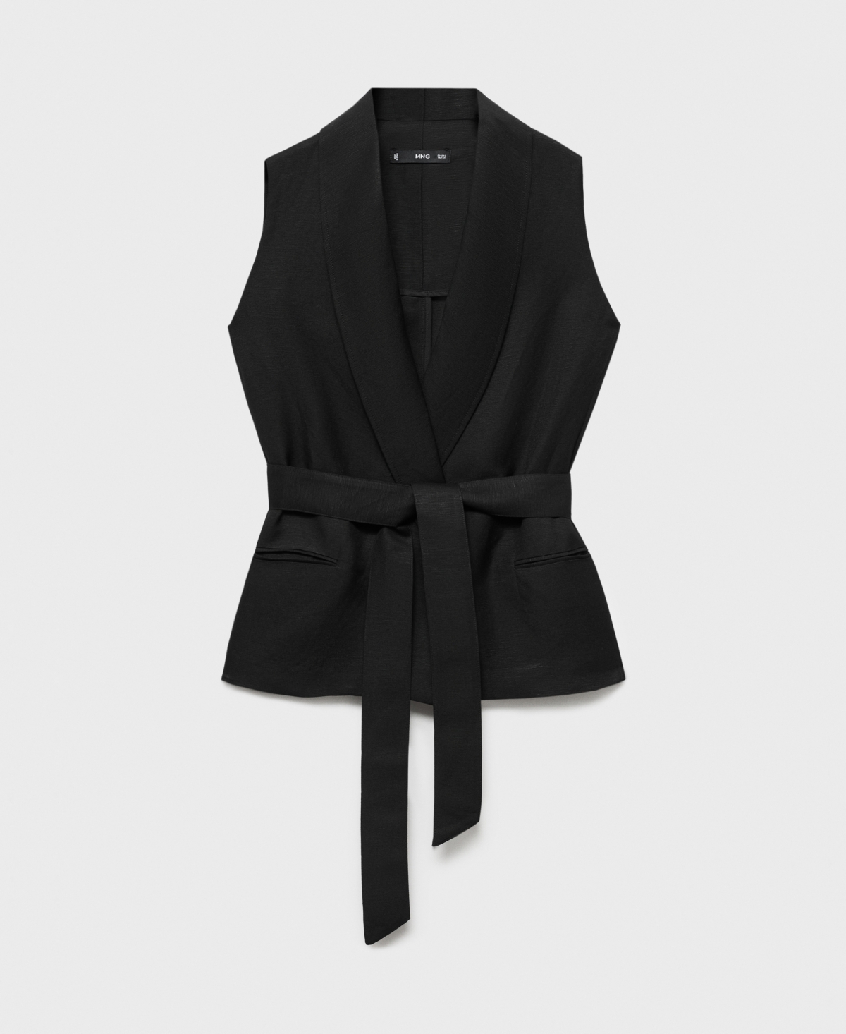 Mango Women's Belted Linen Suit Vest In Black
