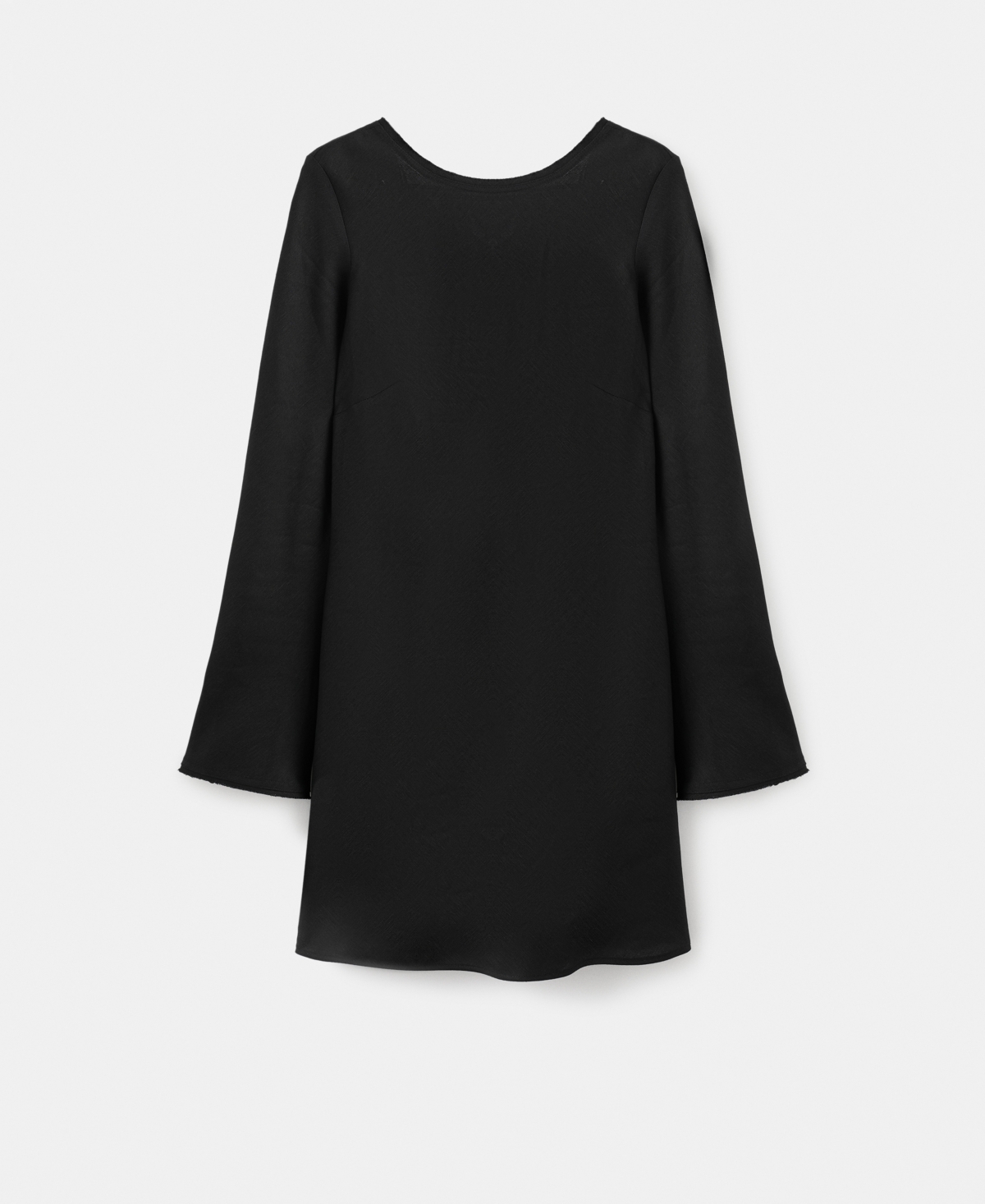 Mango Open Back Long Sleeve Linen Blend Minidress In Black