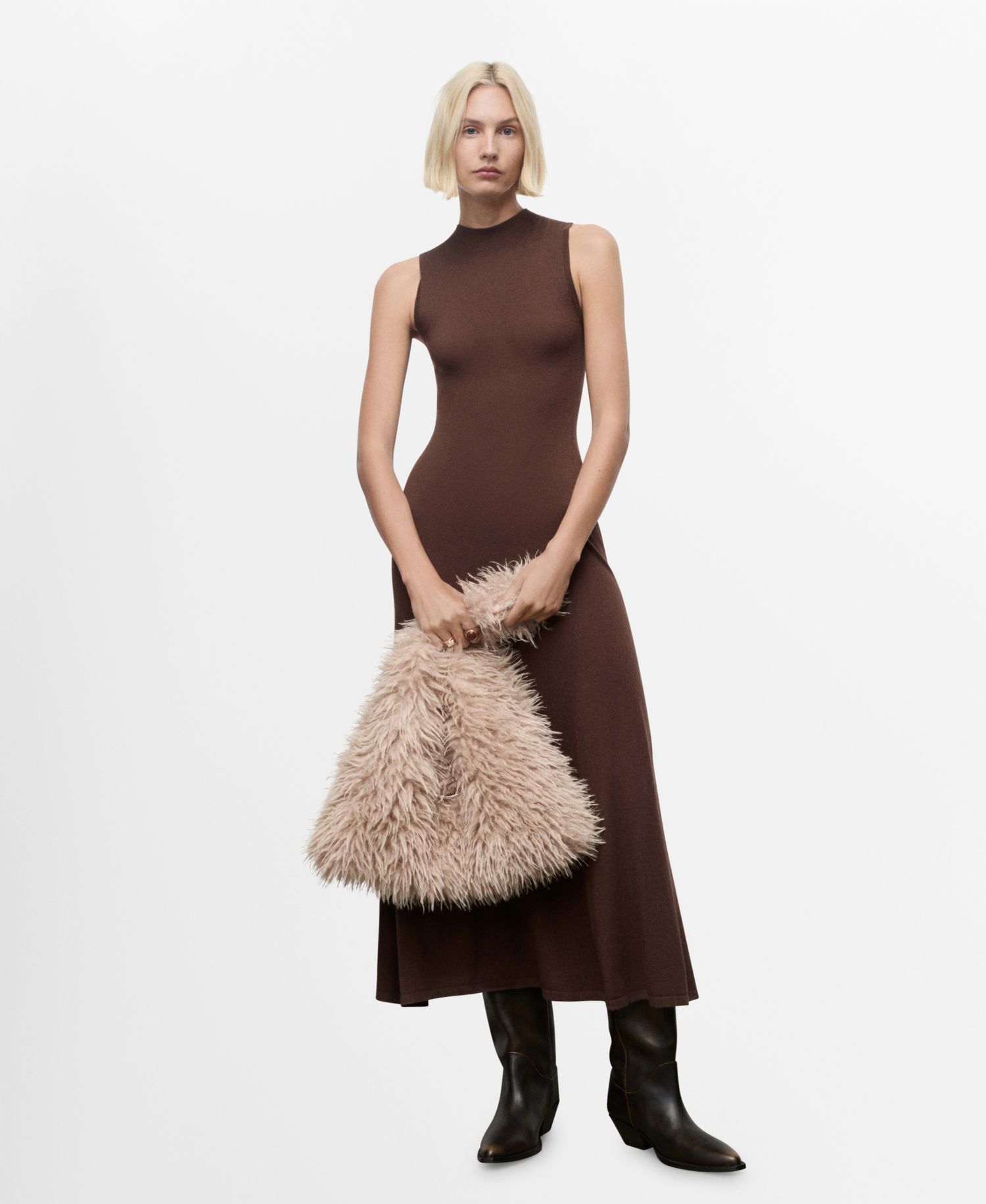 Women's Perkins-Neck Knitted Dress