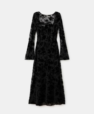 Women's Bell Sleeves Floral Jacquard Dress