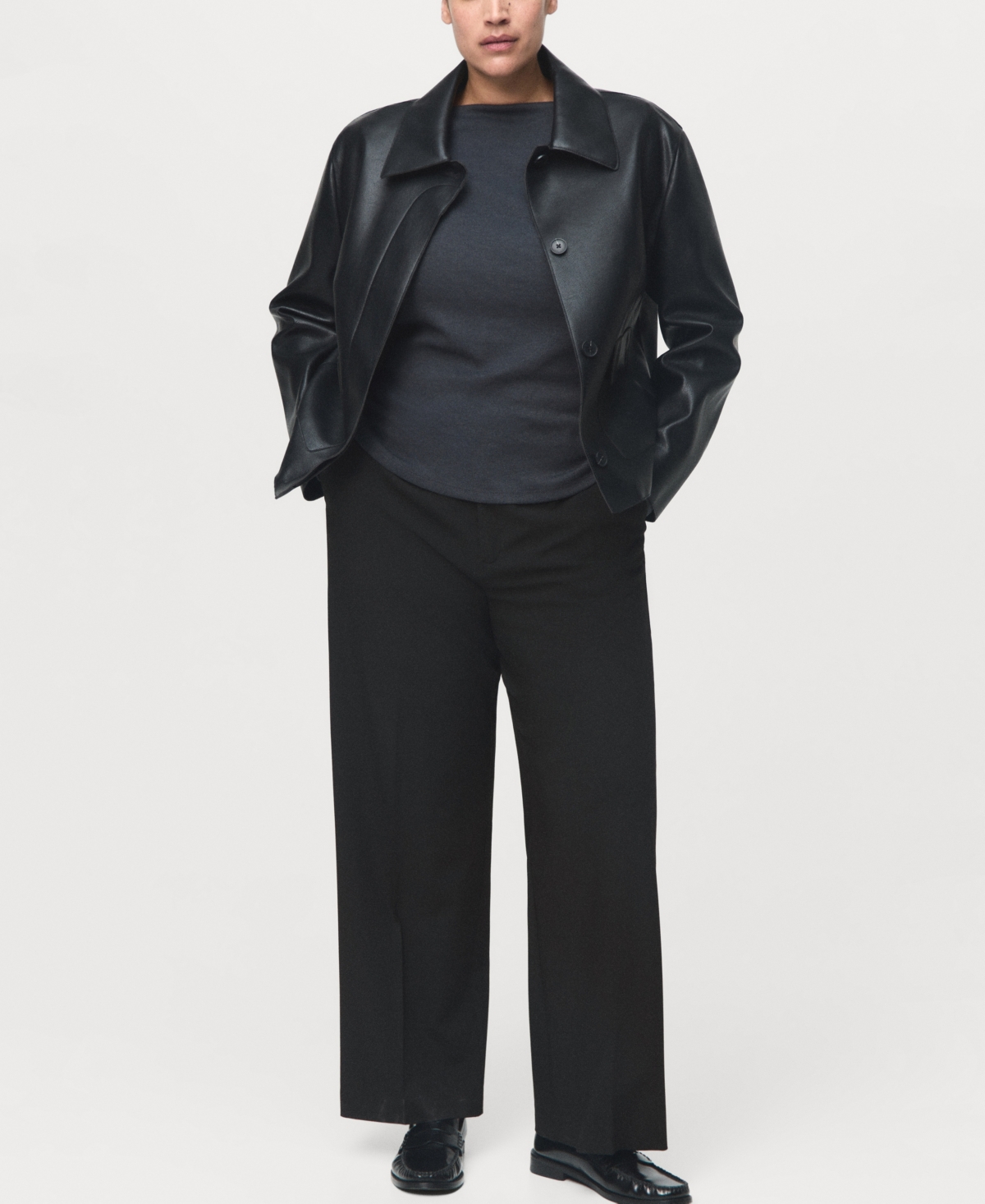 Mango Women's Mid-Rise Cropped Straight-Leg Pants