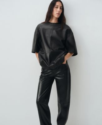 Women's Leather Straight-Leg Pants