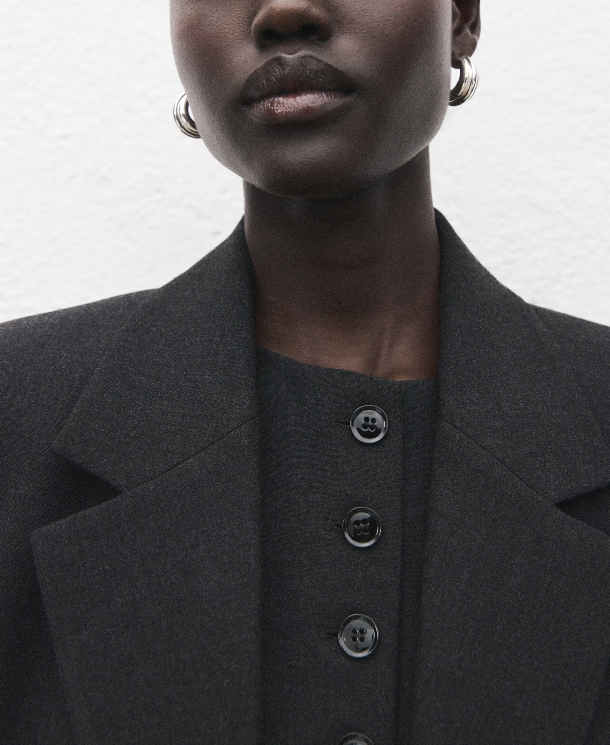 Mango Double Breasted Suit Blazer In Black