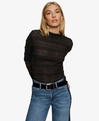 Sanctuary - Women's High Crewneck Lace T-Shirt