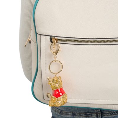 Gold Tone With Red Enamel , Winnie The Pooh Crystal Keychain