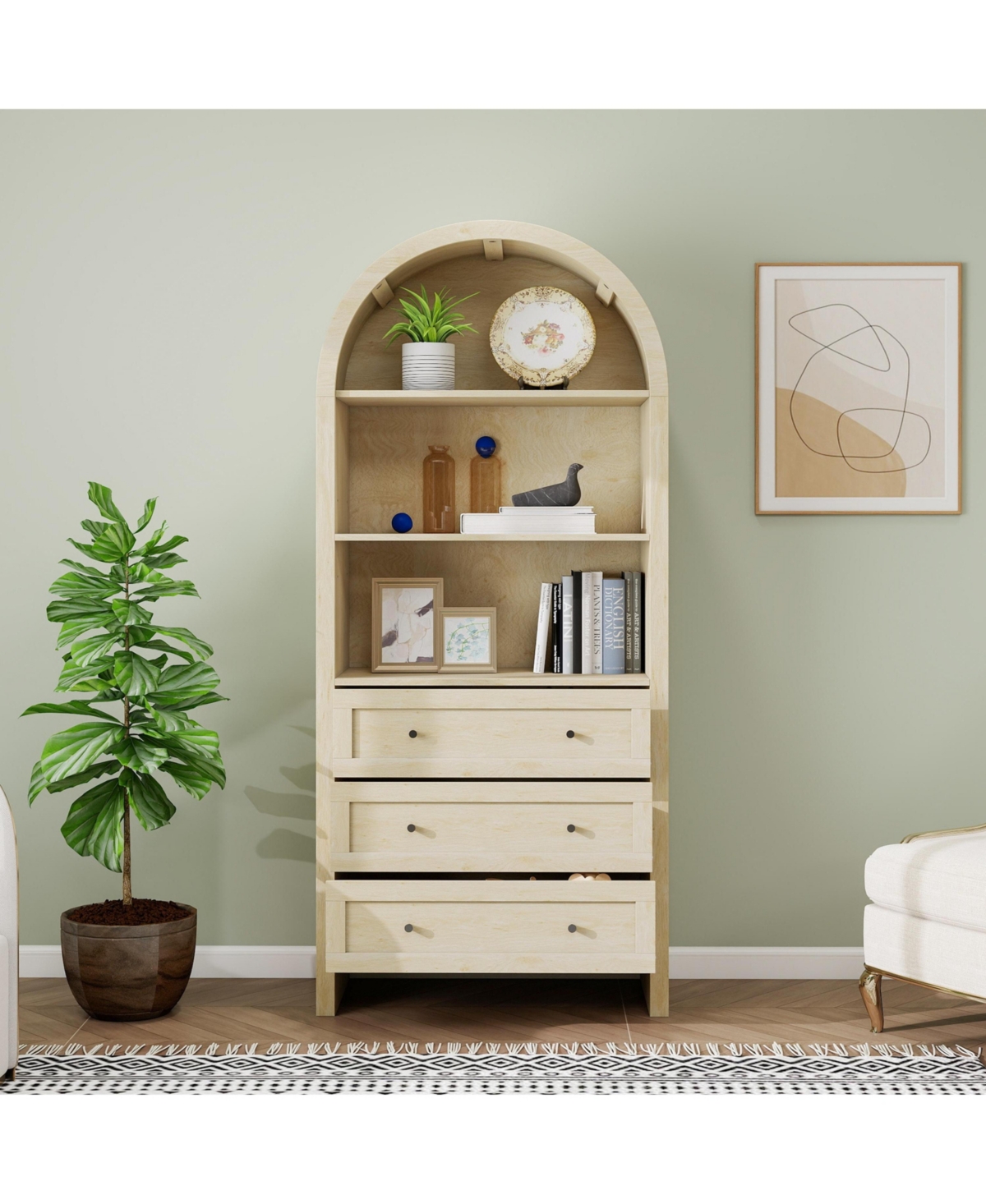 Casainc Arched Kitchen Pantry with Adjustable Shelves, Multi-Purpose Storage Cabinet for Kitchen and Dining Areas