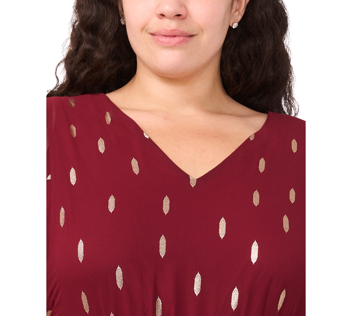 Msk Plus Size Smocked Waist Clip Maxi Dress In Burgundy