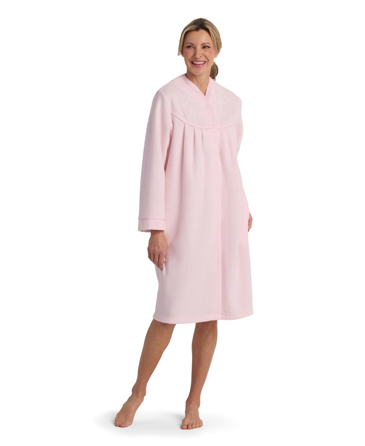 Miss Elaine Women's Long-sleeve Solid Robe In Pink