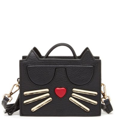 Womens's Pebble Leather Cat Crossbody Bag Cute Top Handle Purse Small Shoulder Handbag