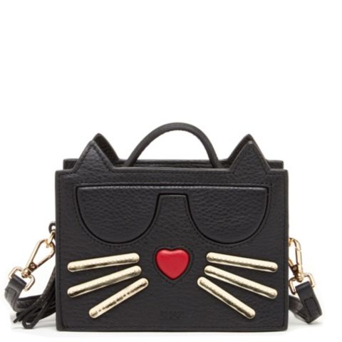 Женская сумка SUSU 's Pebble Leather Cat Crossbody Bag Cute Top Handle Purse Small Shoulder Handbag, цвет: Чёрный
