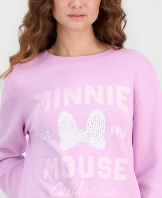 Juniors' Embellished Minnie Mouse Crewneck Sweatshirt